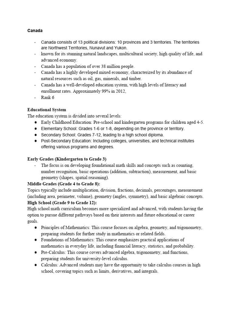 Mathematical Curriculum and Educational System in North America PDF