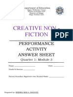 CREATIVE NON - FICTION - Module 3 Performance