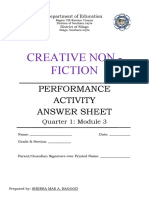 CREATIVE NON - FICTION - Module 3 Performance 3