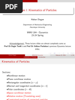 Week I: Kinematics of Particles: Hakan Dogan