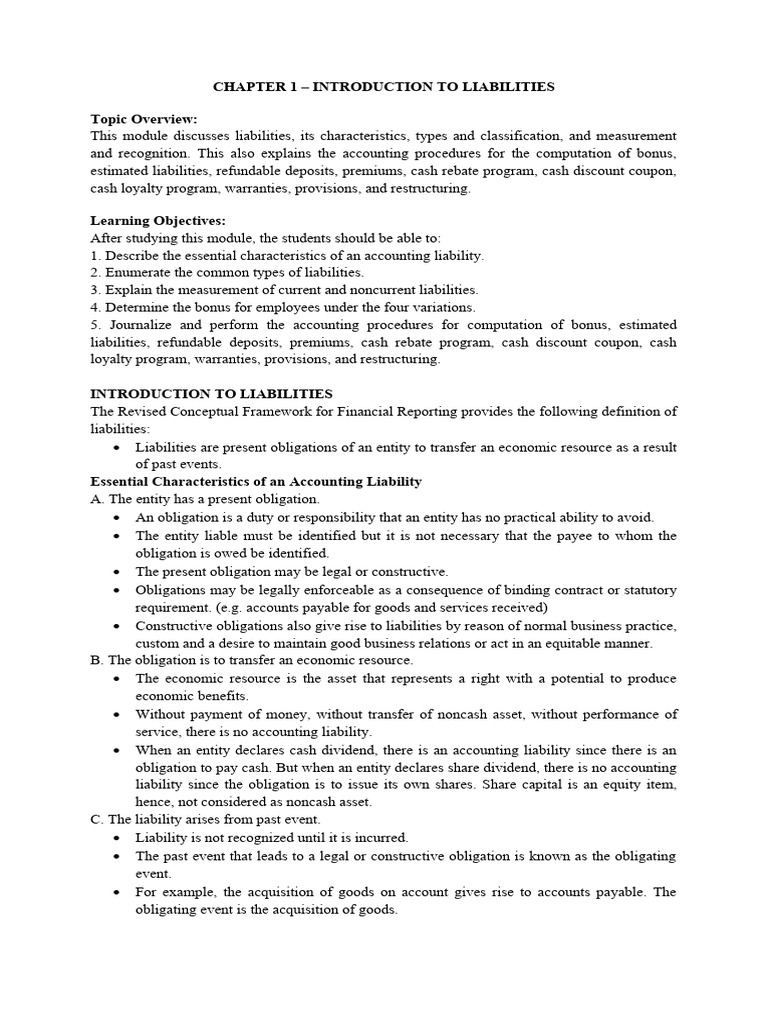 1 Introduction To Liabilities | PDF | Coupon | Dividend