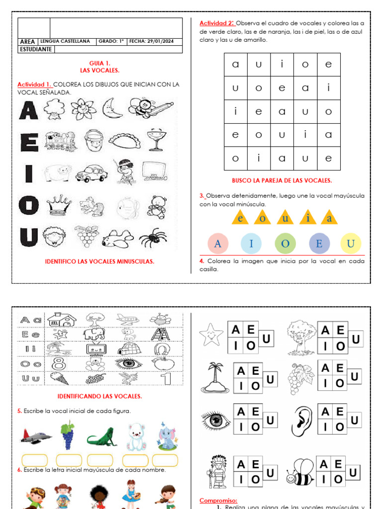 Actividades de Vocales para Preescolar | PDF | Vocal | Caso de carta