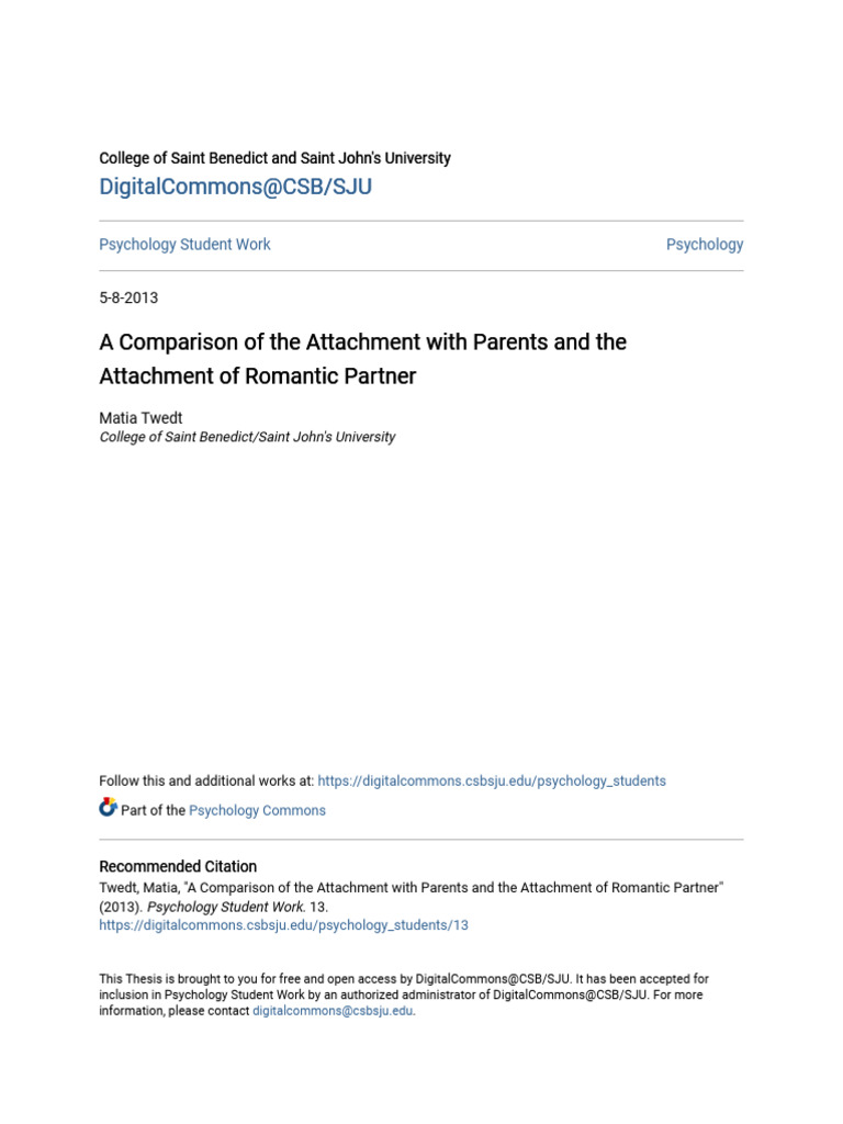 Attachment Patterns: Parents vs. Partners | PDF | Attachment Theory ...