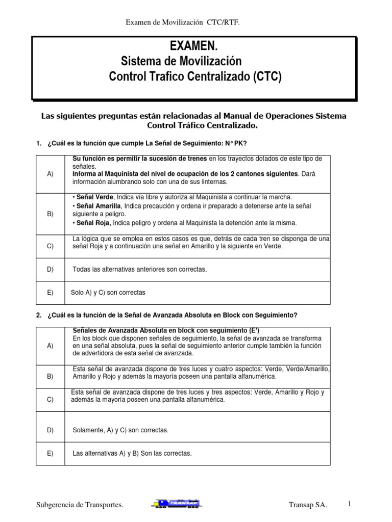 CTC 1 | PDF | Tren | Transporte ferroviario