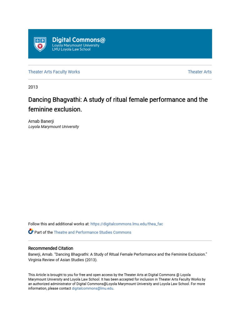 Dancing Bhagvathi - A Study of Ritual Female Performance and The F ...