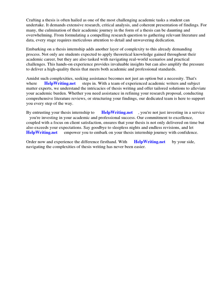 Thesis Internship Pdf