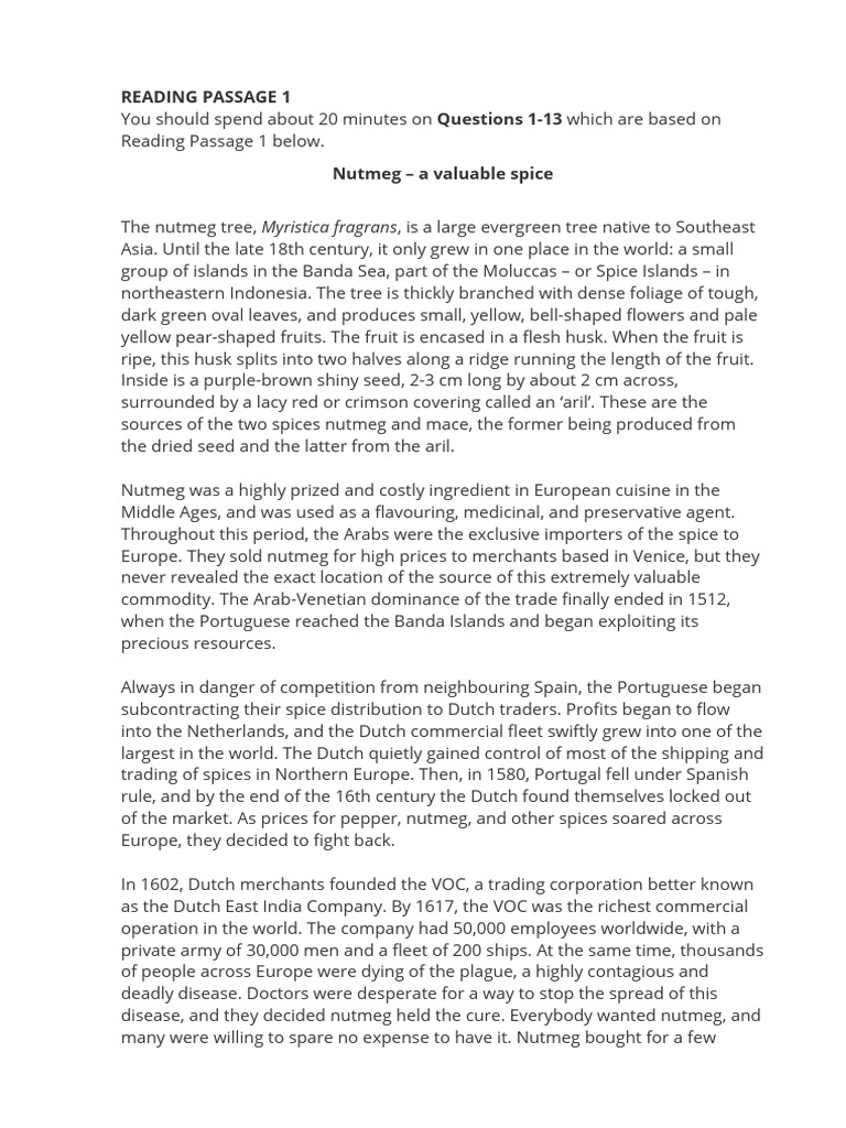 Reading Passage 1 Pdf Nutmeg Automation