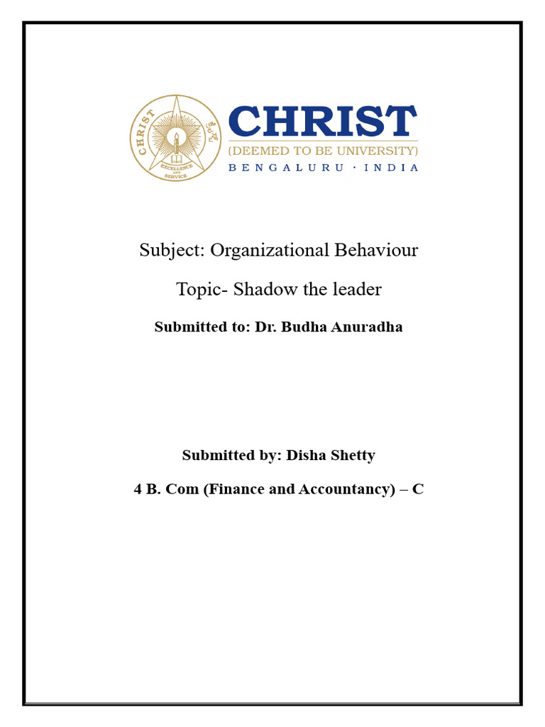 Organizational Behaviour CIA 1 PDF Mortgage Loan Banks