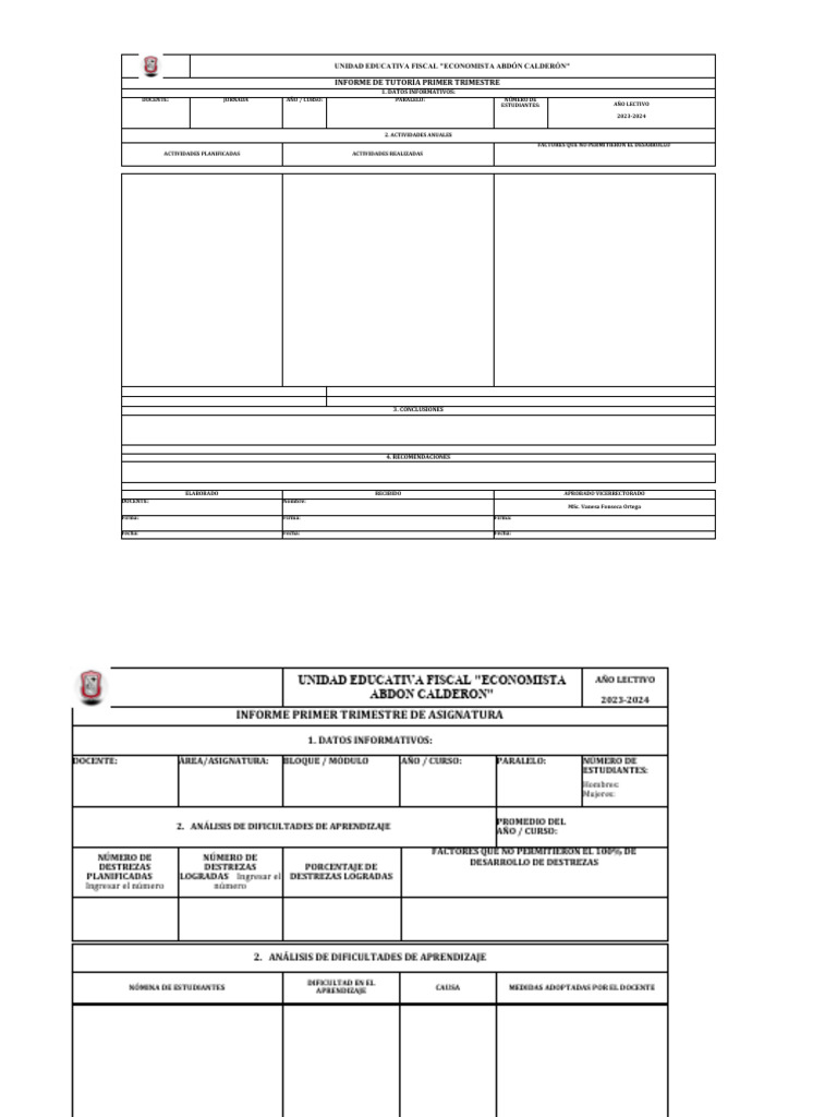 Informe de Tutoría Primer Trimestre | PDF | Aprendizaje