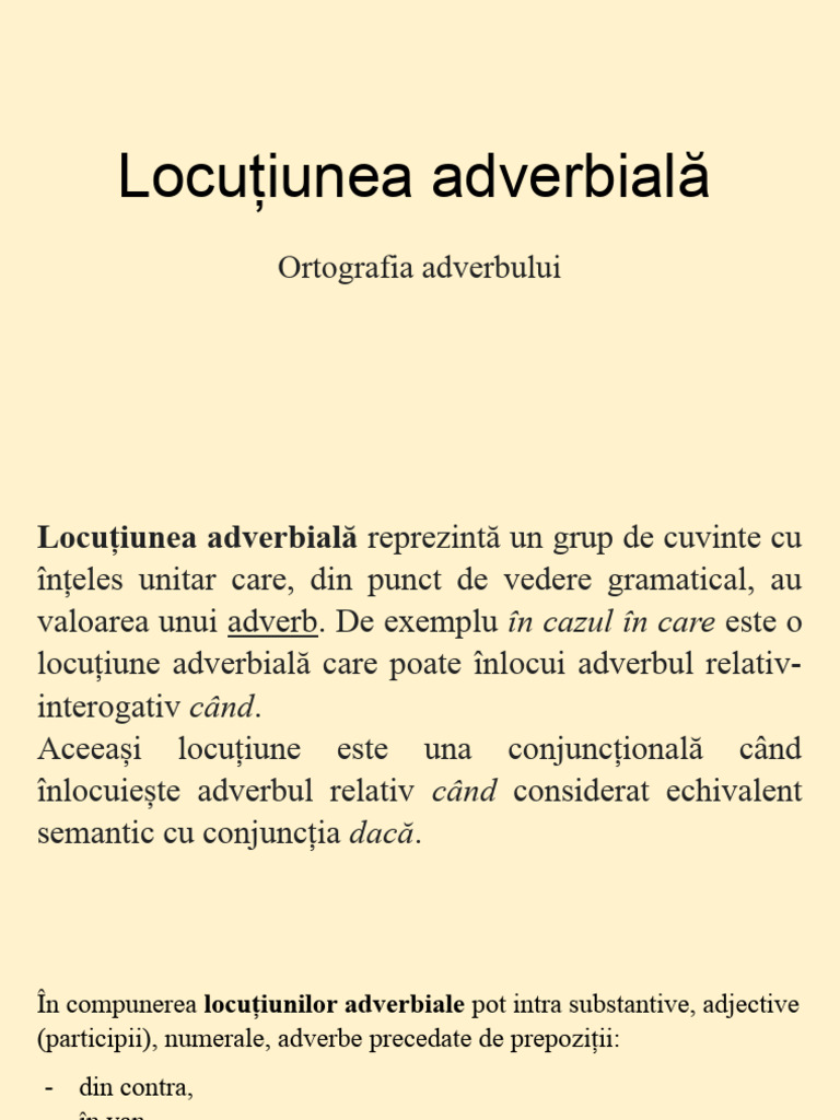 Locutiunea Adverbiala | PDF
