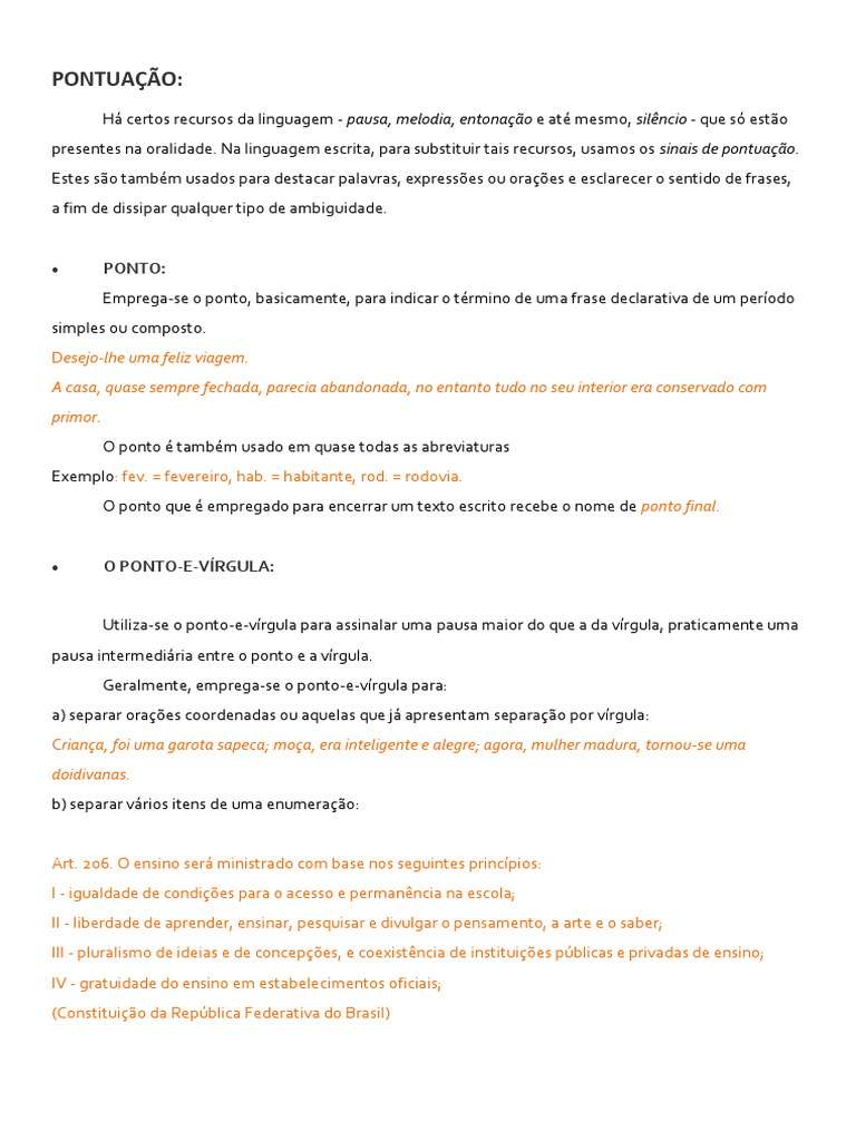 Pontuação Conteúdo Pdf Linguística Gramática