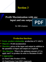 Section 3 - Profit Maximization Under One Variable Input