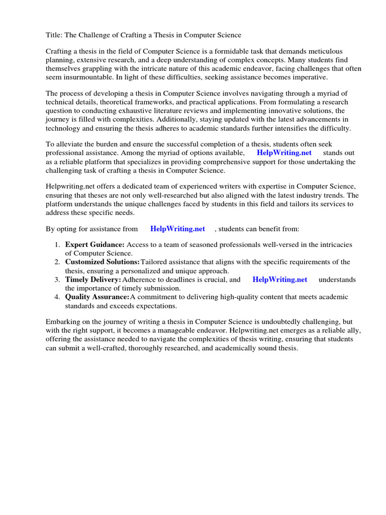 Thesis Sample Computer Science | PDF