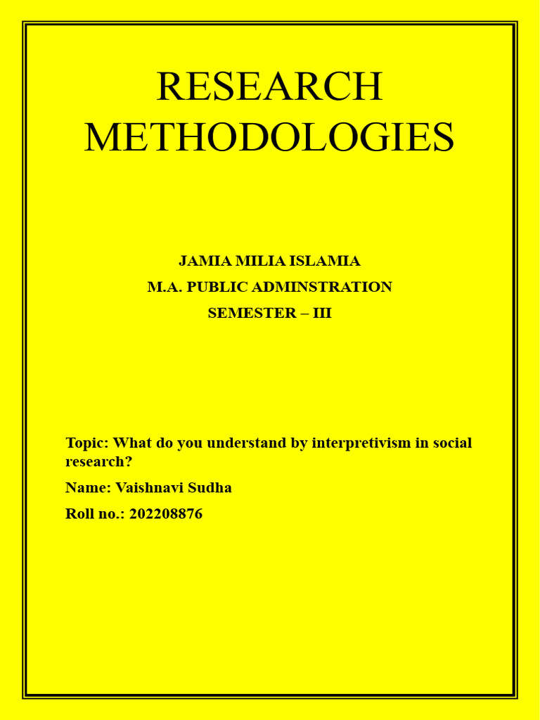 Research Methodology Pdf Sociology Positivism