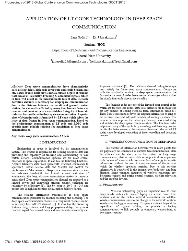 LT Code in Deep Space Communication | PDF | Low Density Parity Check ...
