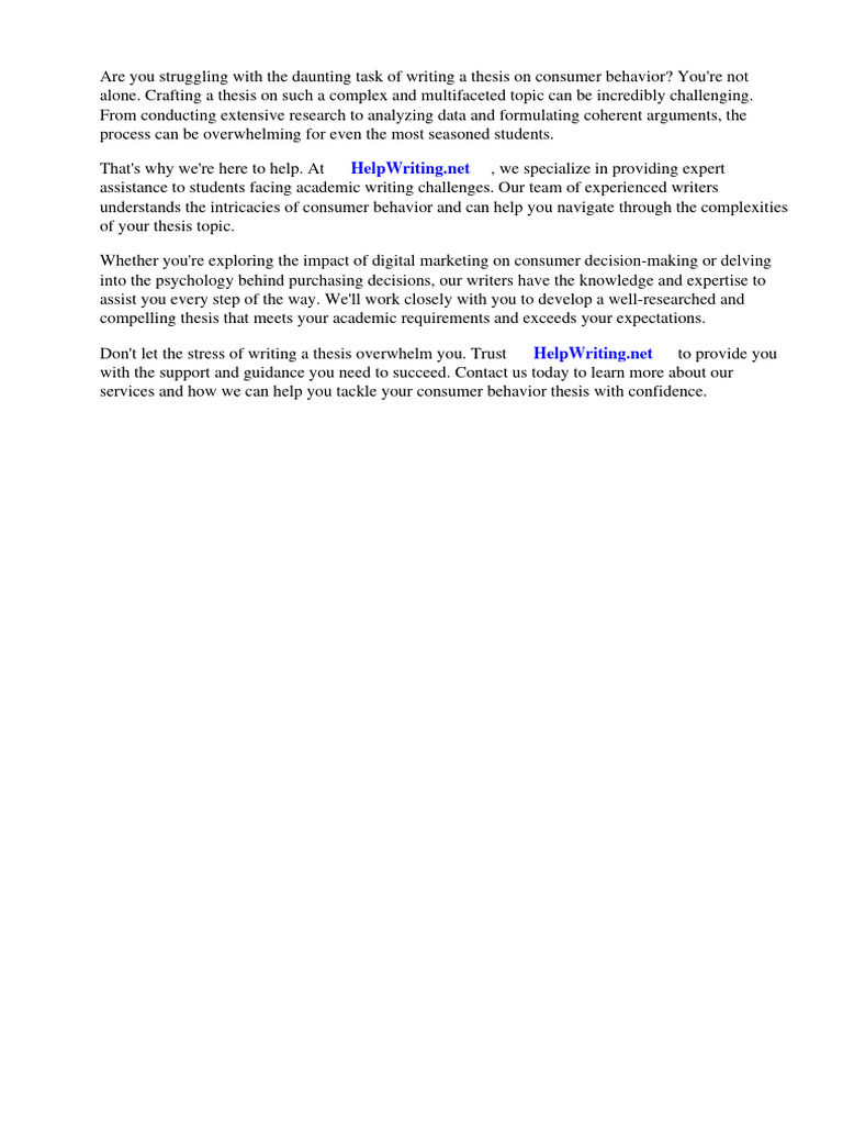 Consumer Behaviour Thesis Topics Pdf Consumer Behaviour Behavior