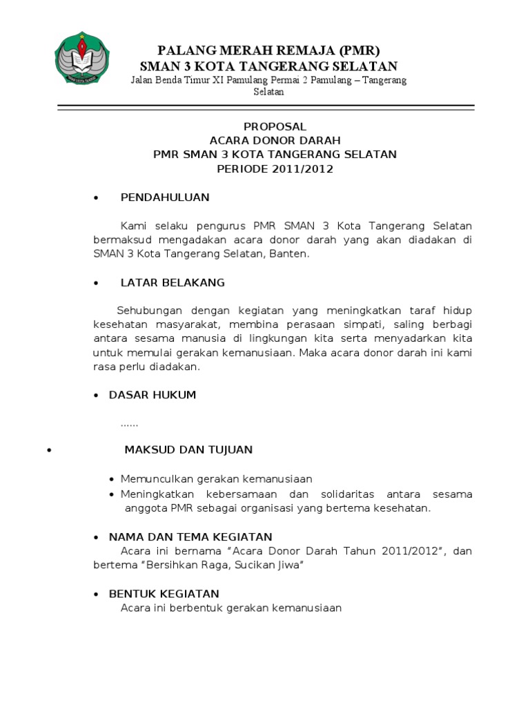 Contoh Laporan Kegiatan Donor Darah