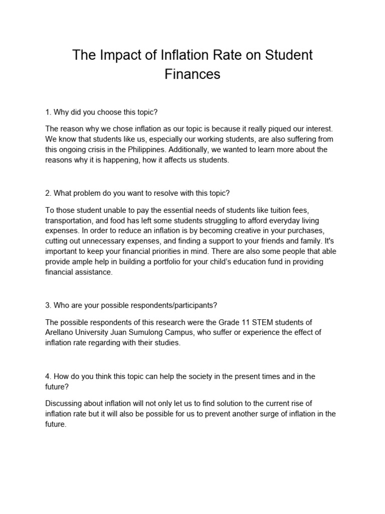 Inflation's Effects on Student Finances | PDF | Inflation | Economies