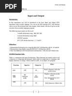 Input and Output: Lab Experiment # 2