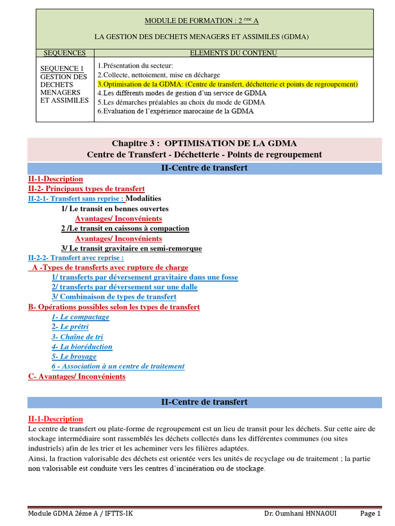 Optimisation de la GDMA et Transfert | PDF | Déchets | Déchet ménager