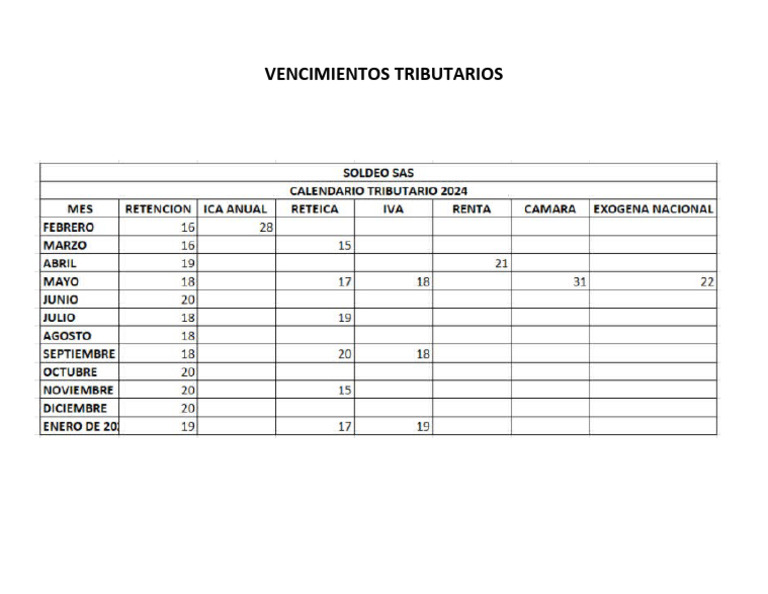 Calendario Tributario 2024 PDF