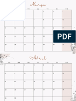 Calendario 2024 Anual Elegante Floral Beige