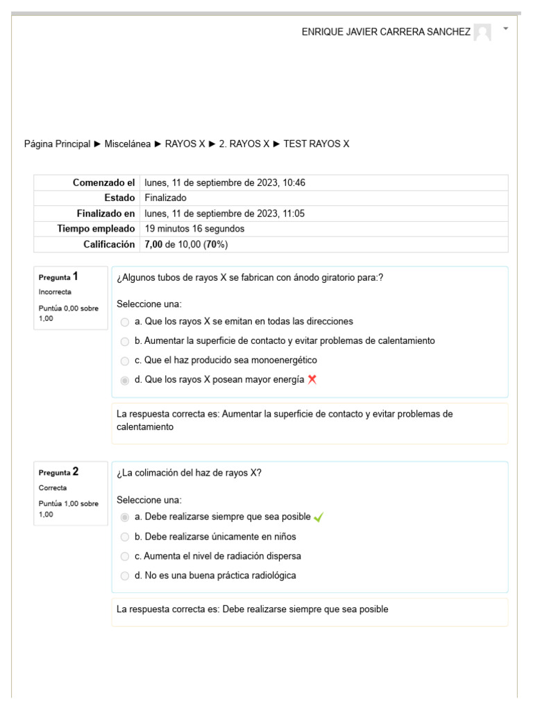 Test Rayos X | PDF | Rayo X | Tungsteno