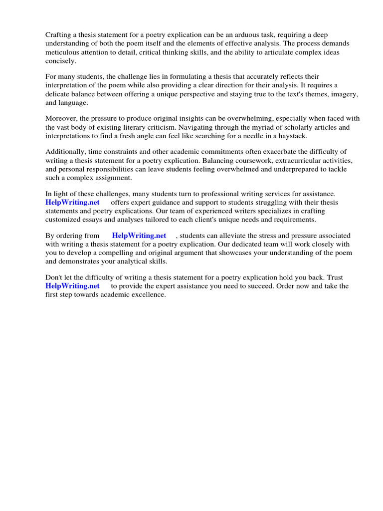 Poetry Thesis Help For Students Pdf Poetry Essays