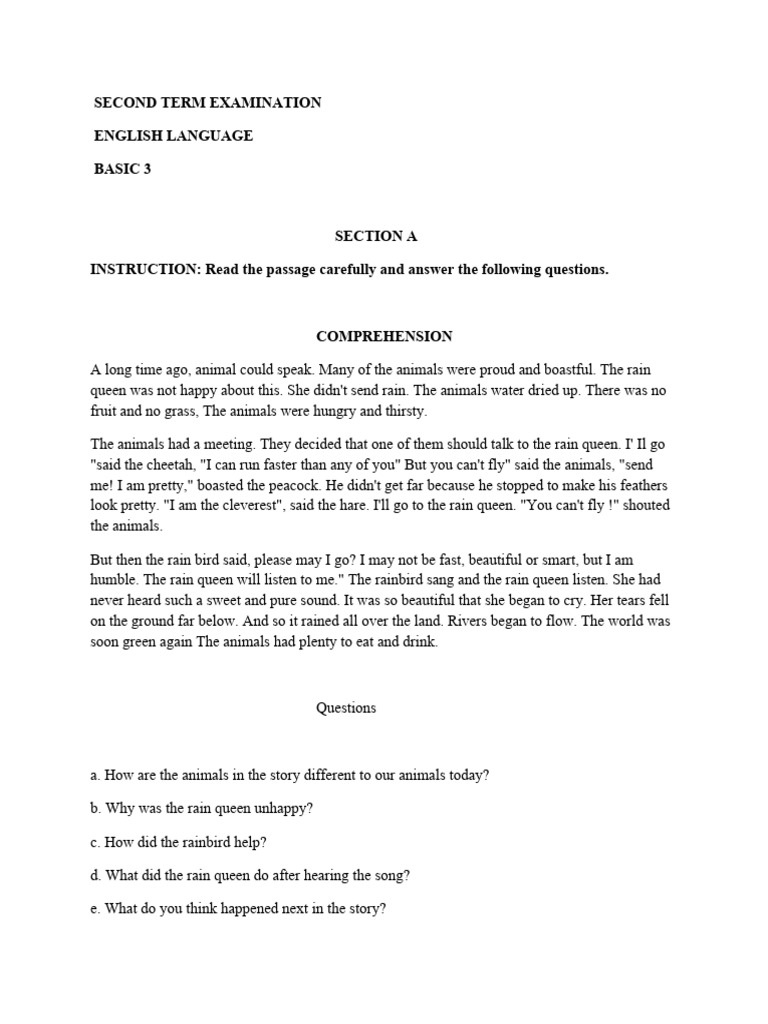 Basic 3 English Exam Overview | PDF | Language Arts & Discipline ...
