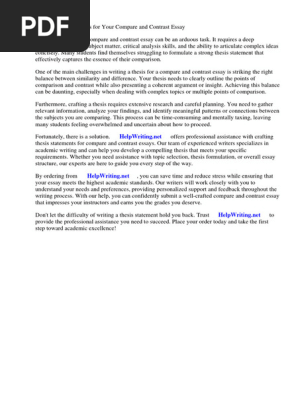 Good Thesis for Compare and Contrast Essay