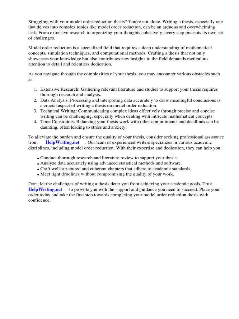 Model Order Reduction Thesis | PDF | Matrix (Mathematics ...
