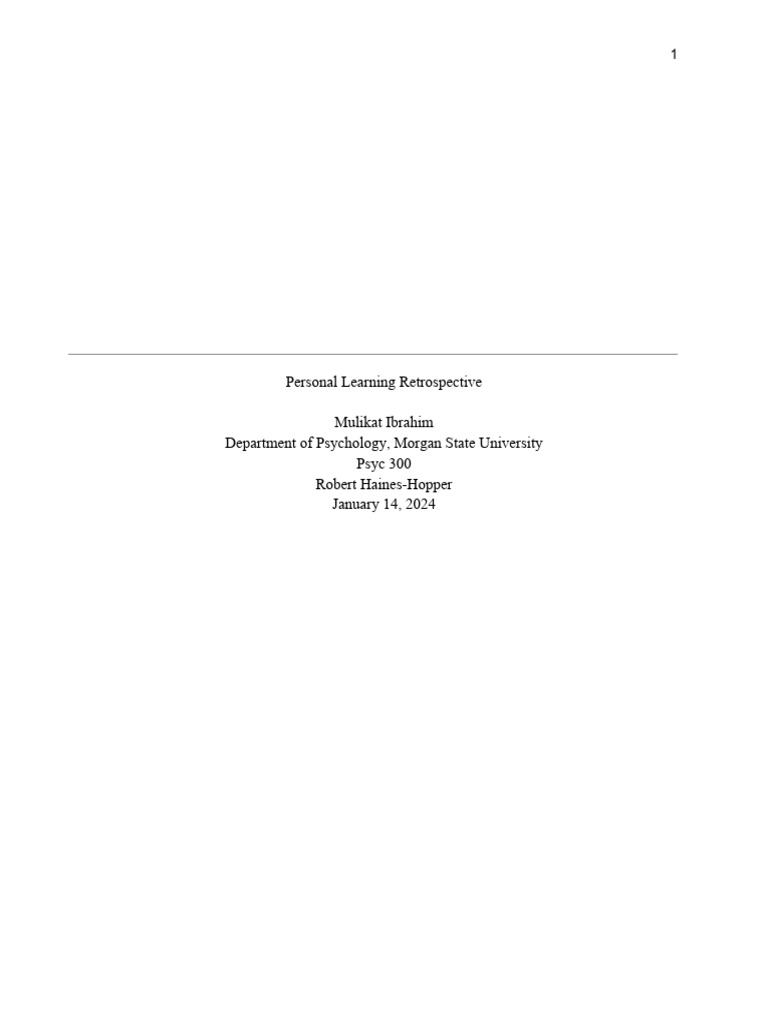 Personal Learning Retrospective | PDF | Cognitive Development | Learning