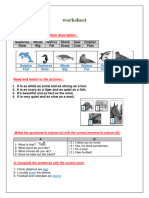 Worksheet: Match The Animals and Their Description