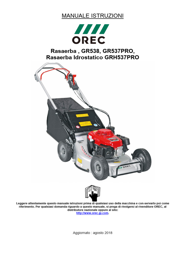 Orec Manuale Rasaerba GR538 GR537PRO GRH537PRO | PDF