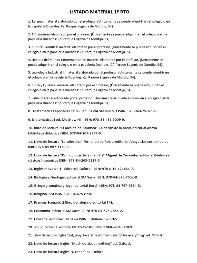 Libros Primero De Bachillerato Pdf