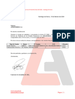 Carta Entrega de Factura E001-285 APROFERROL