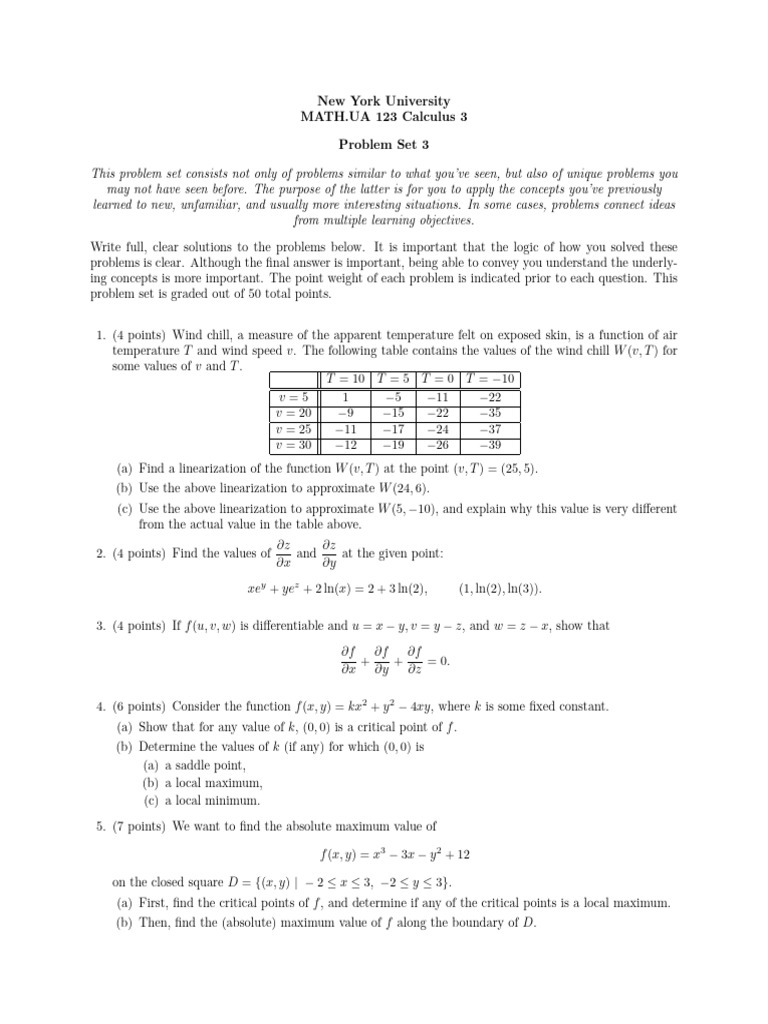 NYU Calc III HW 3 PDF Mathematical Analysis Applied Mathematics