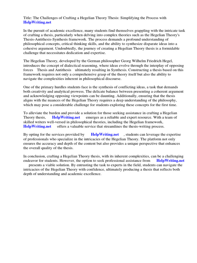 Hegelian Theory Thesis Antithesis Synthesis | PDF | Dialectic | Georg
