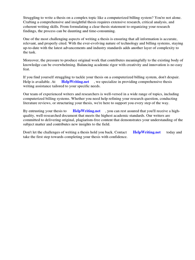 Sample thesis computerized billing system download free pdf