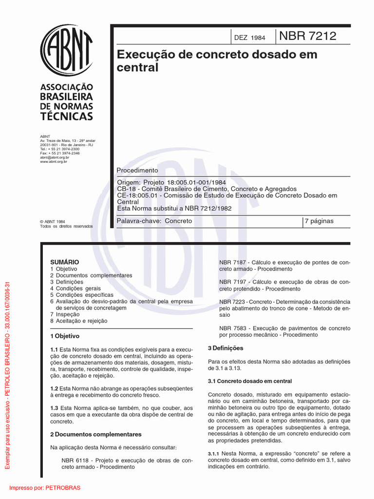 Normas para Concreto Dosado em Central | PDF | Concreto | Cimento