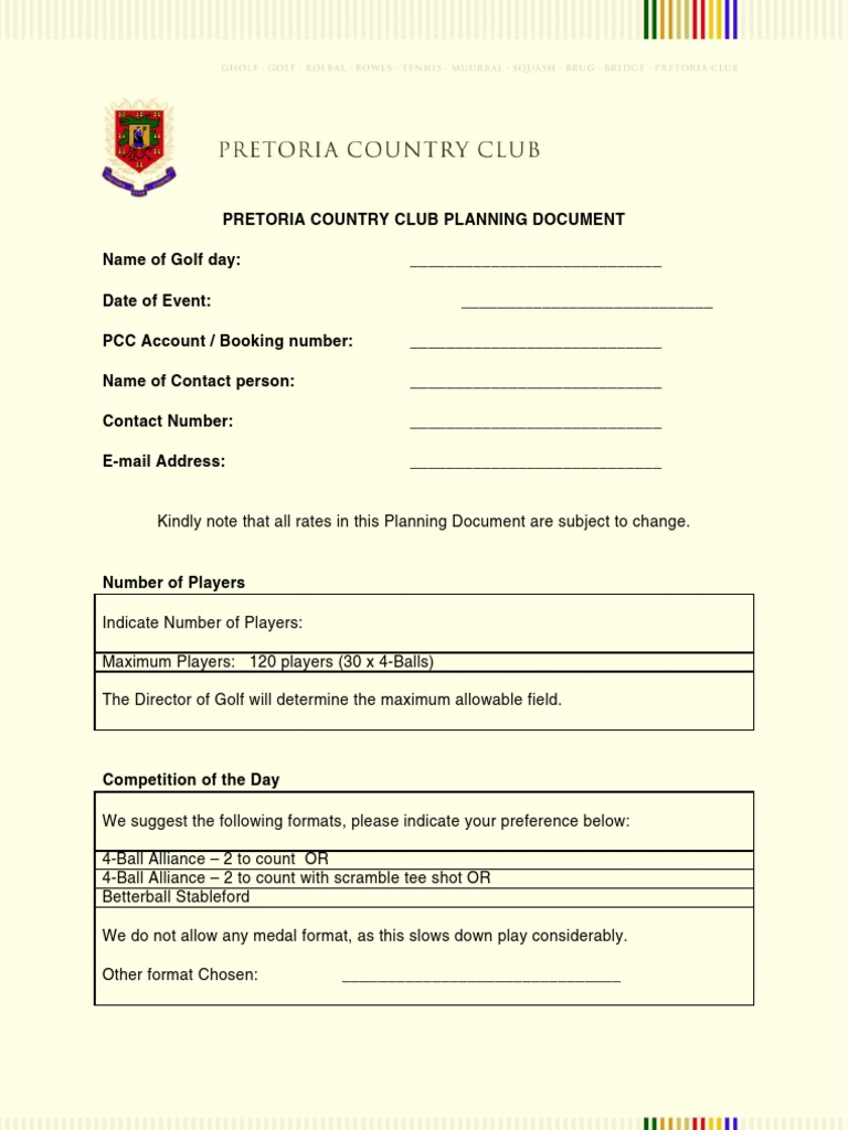 Golf Event Planning Guide | PDF | Bar | Sports