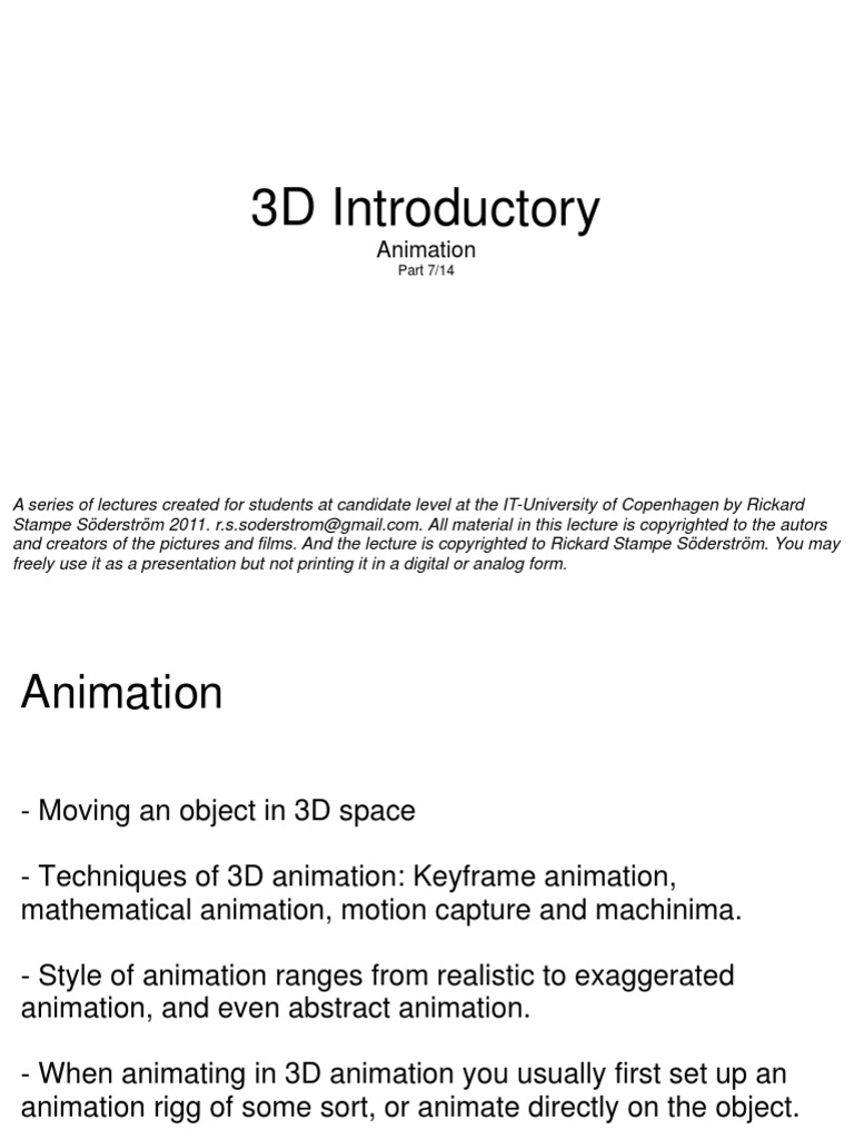 3D IntroductoryAnimeringPart 7/14 | PDF | Computer Animation | 3 D ...