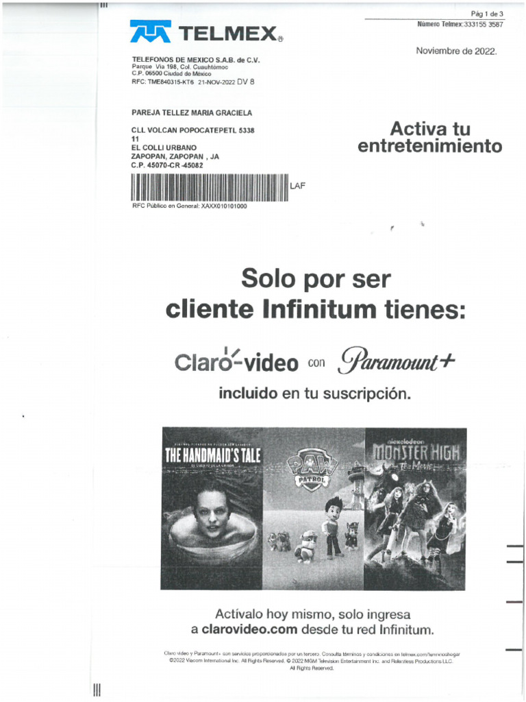 Telmex Comporoante | PDF