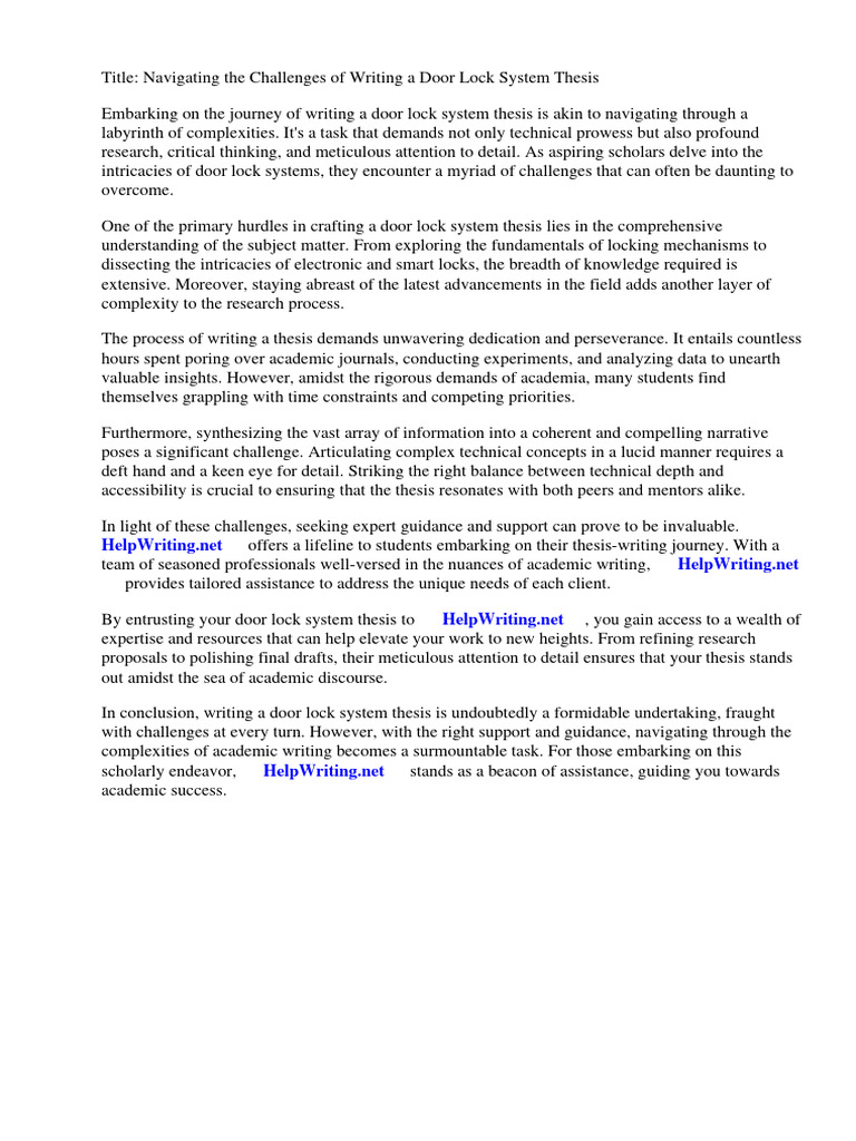Door Lock System Thesis Download Free PDF Door Security Alarm