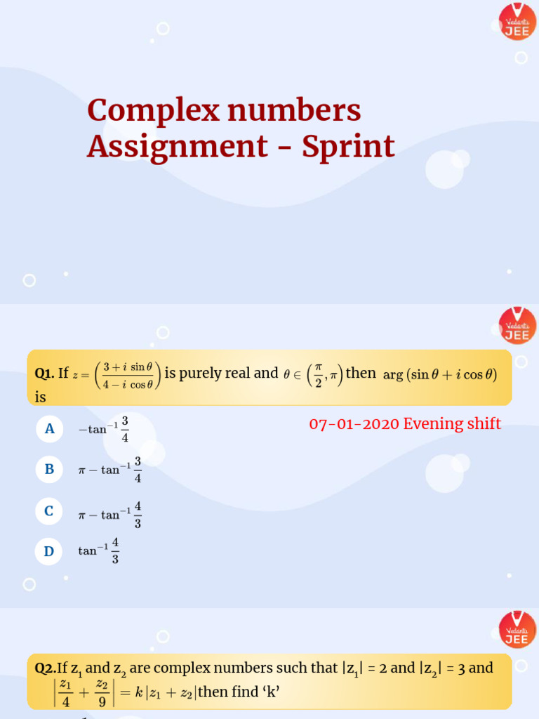 Complex+Numbers+Assignment+ +sprint | PDF | Complex Number | Euclid