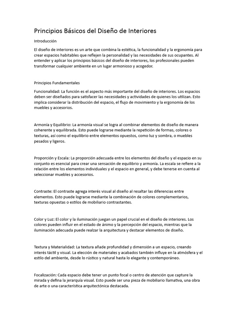 Principios Básicos del Diseño de Interiores | PDF | Diseño | Diseño de ...