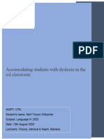 Extended Essay - Accommodating Students With Dyslexia in The ESL Classroom