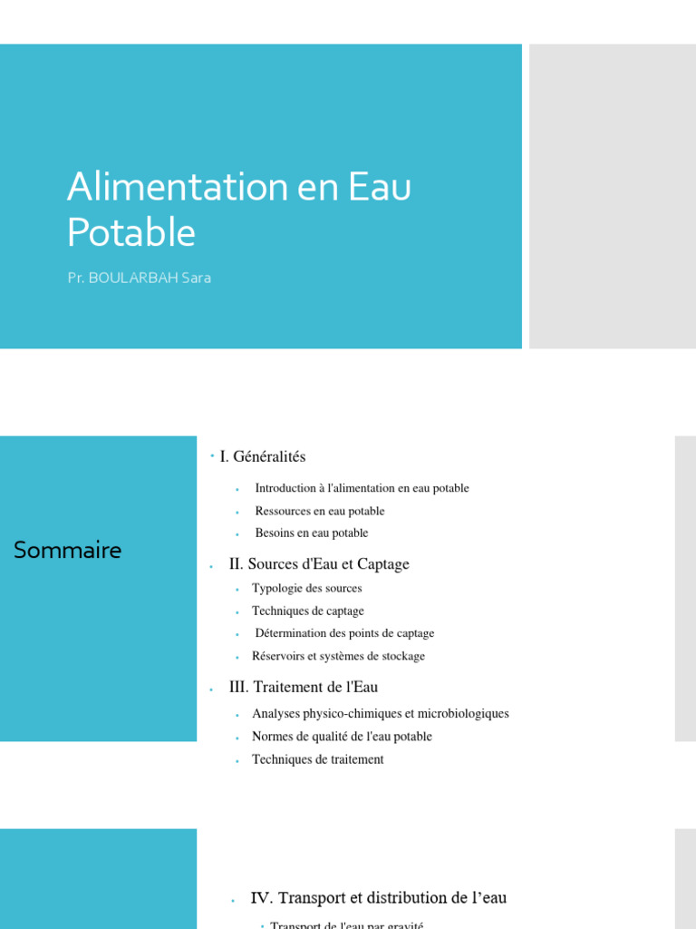 Alimentation en Eau Potable: Guide Complet | PDF | Boire de l'eau | Eau