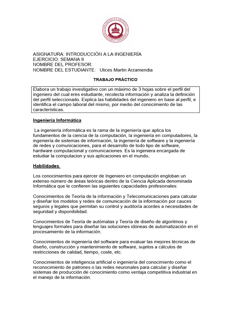 Perfil y habilidades del ingeniero informático | PDF | Informática ...
