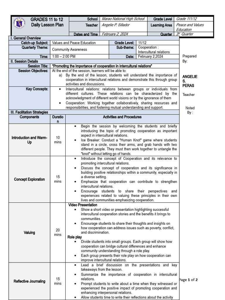 (VALUES AND PEACE) - Intercultural | PDF | Cross Cultural Communication ...
